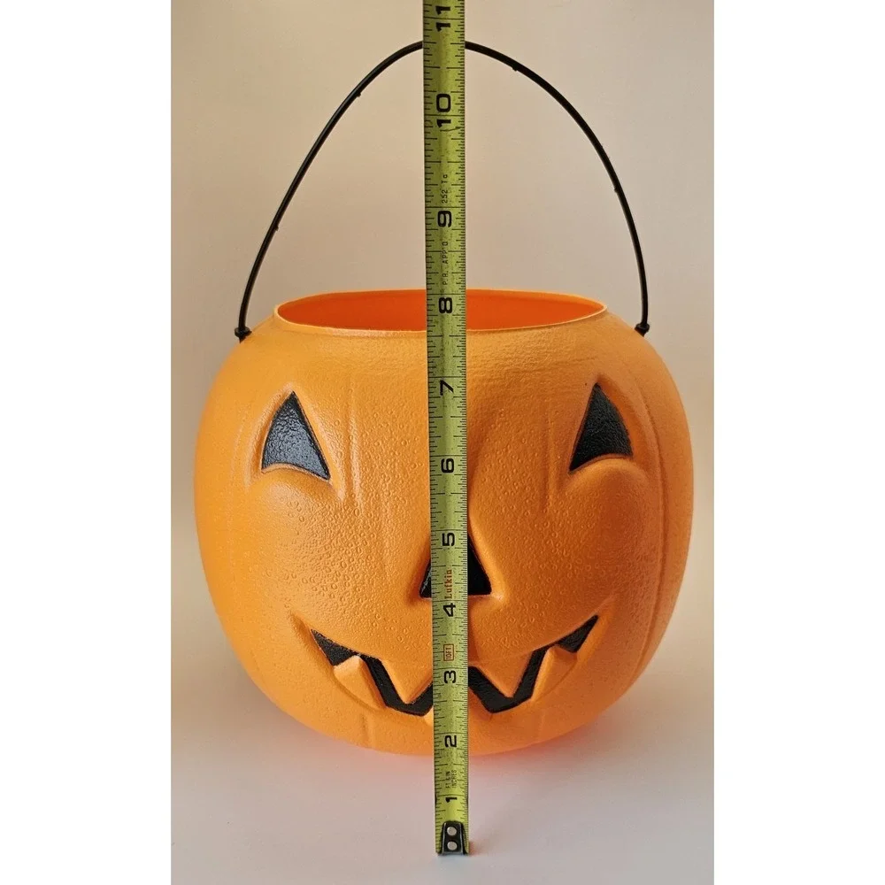 Vintage General Foam Plastics Blow‎ Mold Jack O Lantern Halloween Candy Bucket